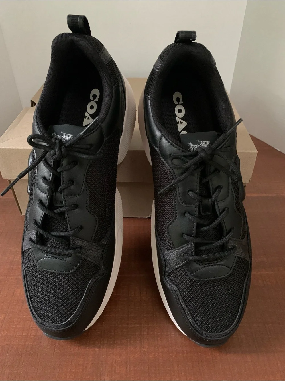 Coach Strider Black Leather Men's Low Top Sneakers (CY250) New with box Size 12